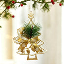 1pk White Gold Vintage Xmas Tree Hanging Ornament
