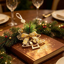 1pk White Gold Vintage Xmas Tree Hanging Ornament