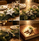 1pk White Gold Vintage Xmas Tree Hanging Ornament