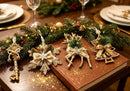 1pk White Gold Vintage Xmas Tree Hanging Ornament