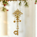 1pk White Gold Vintage Key Xmas Tree Ornament