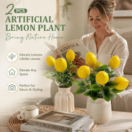 Single Lemon Stem A Small Foam Lemon Home Decor Set of 2