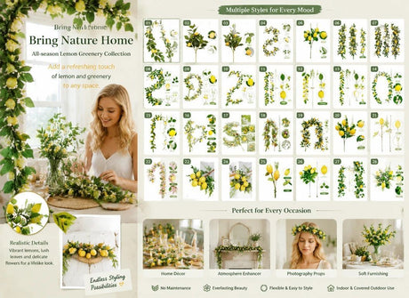 7 Head Herb Lemon Branch Style A Indoor Greenery Kit Set of 2
