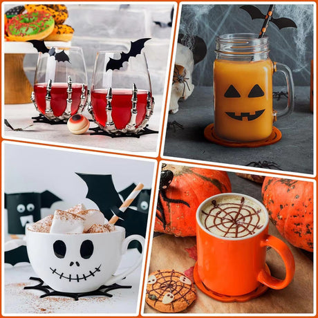 5pk Felt Pumpkin Halloween Coasters Heat Resistant Drink Mats