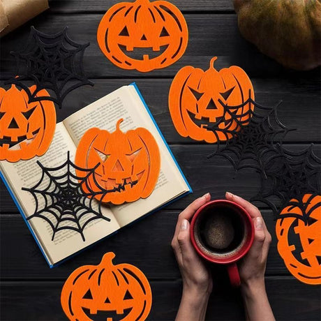 5pk Felt Spider Web Halloween Coasters Table Decor Mats