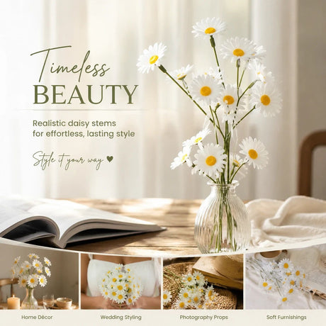 Native Countryside Vibe Artificial Chamomile Daisy, Easy Styling For Australian Household 60 pcs