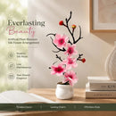 Soft Silk Wintersweet Jar Bonsai Table Decor Pink