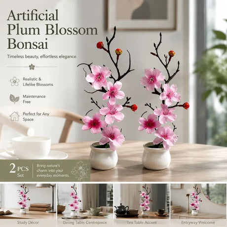 Calming Silk Wintersweet Jar Bonsai Pink 2 Pack