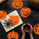 10pk Mixed Pumpkin & Spider Web Halloween Felt Coasters