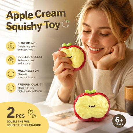 Cream Red Apple Glossy Squishy 2 Pack, Cozy Indoor Relax Pair