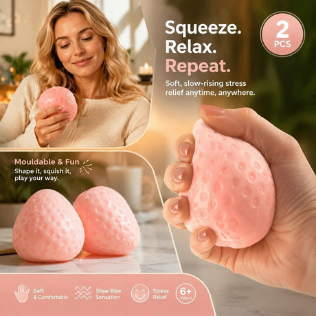 Pastel Pink Jumbo Strawberry Squishy Twin Pack, Quiet Downtime Pair