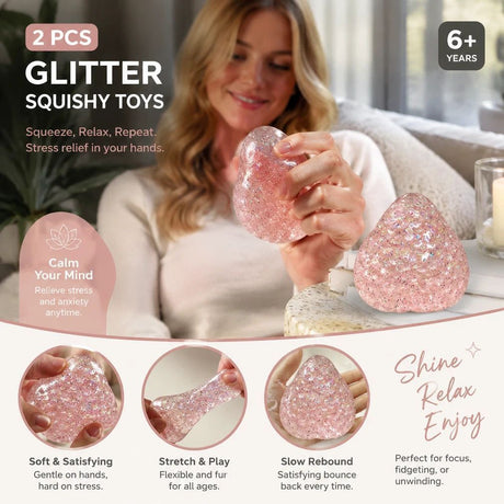 Clear Pink Large Strawberry Light Squishy 2 Pack, Cool Desk Fidget Set