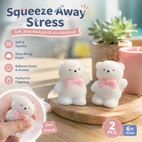 Waving Bear Playful Squishy Twin Pack, Mood Lightening Squeeze Pair