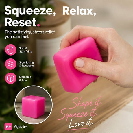 Soothing 5.5cm Solid Pink Ice Cube Squishy