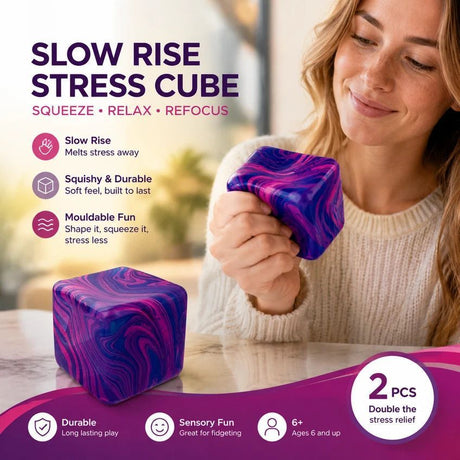 Calming 5.5cm Marbled Blue Ice Cube Squishy 2 Pack