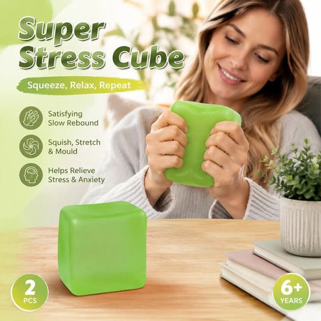 Refreshing 5.5cm Solid Green Ice Cube Squishy 2 Pack