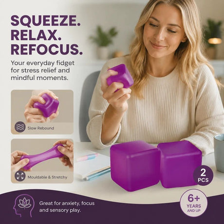 Mellow 5.5cm Solid Purple Ice Cube Squishy 2 Pack