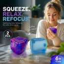 Balanced Marbled Blue + Solid Blue Ice Cube Squishy 2 Pack