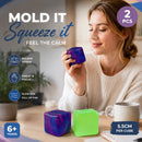 Coastal Marbled Blue + Solid Green Ice Cube Squishy 2 Pack