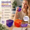 Bright Relax Marbled Blue + Marbled Orange Ice Cube Squishy 2 Pack