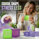 Earthy Muted Solid Green + Solid Purple Ice Cube Squishy 2 Pack