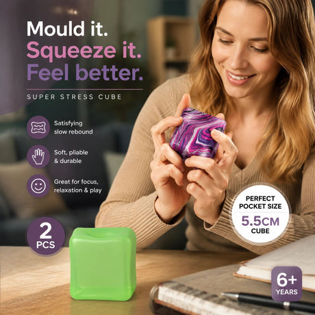 Garden Swirl Solid Green + Marbled Purple Ice Cube Squishy 2 Pack