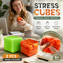 Sunny Calm Solid Green + Marbled Orange Ice Cube Squishy 2 Pack
