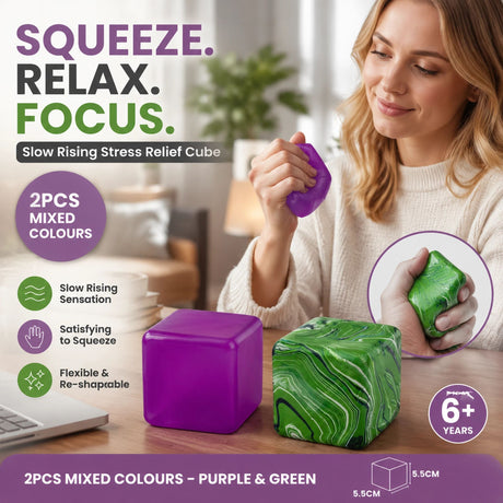 Cool Natural Solid Purple + Marbled Green Ice Cube Squishy 2 Pack
