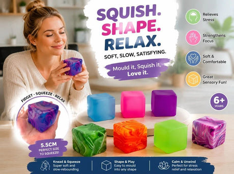 Cool Natural Solid Purple + Marbled Green Ice Cube Squishy 2 Pack