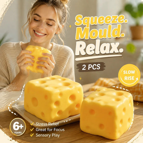 Calming Square Cheese Squishy 2 Pack, 7cm × 7cm