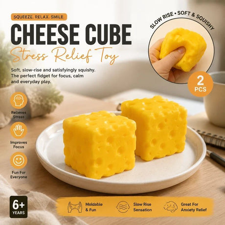 Relaxing Mini Square Cheese Squishy 2 Pack, 5cm × 5cm