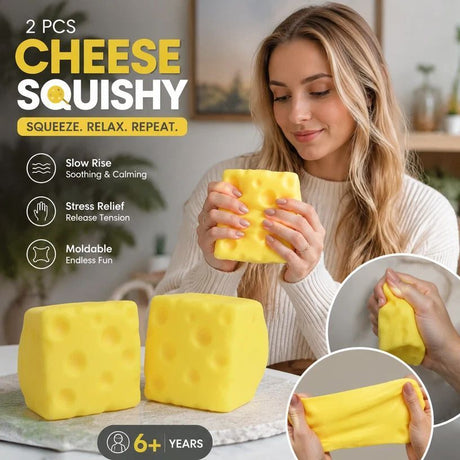 Dreamy Large Square Cheese Squishy 2 Pack, 10cm × 10cm