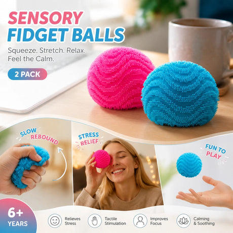 Soft Duo Pink & Blue Spiky Ball Squishy 2 Pack
