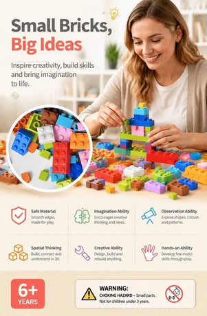 Gift-Worthy Mini Building Blocks DIY Puzzle Toy, 200pcs Color Box Pack (Separater & Instruction Included)