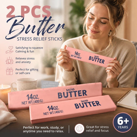 Pink Butter Stick 23cm Stress Relief Toy 2 Pack, Lovely Present