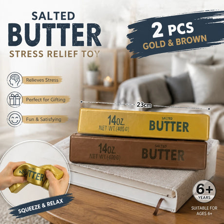 Golden & Coffee Butter Stick 23cm Stress Relief Toy 2 Pack