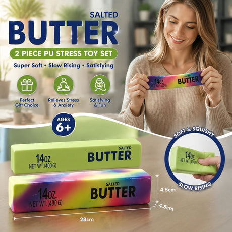 Matcha & Iridescent Butter Stick 23cm Stress Relief Toy 2 Pack