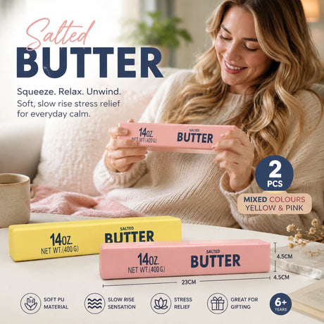 Yellow & Pink Butter Stick 23cm Stress Relief Toy 2 Pack