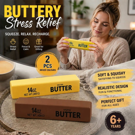 Yellow & Coffee Butter Stick 23cm Stress Relief Toy 2 Pack