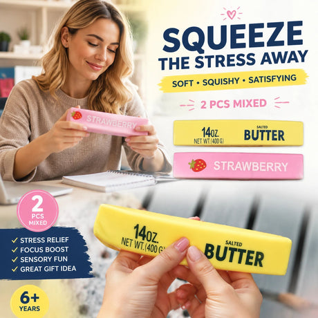 Yellow & Strawberry Butter Stick 23cm Stress Relief Toy 2 Pack