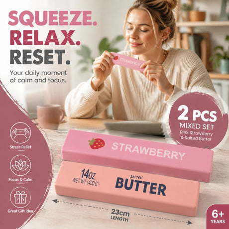 Pink & Strawberry Butter Stick 23cm Stress Relief Toy 2 Pack