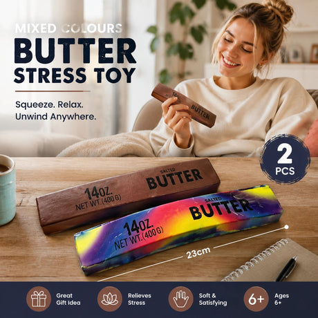 Iridescent & Coffee Butter Stick 23cm Stress Relief Toy 2 Pack