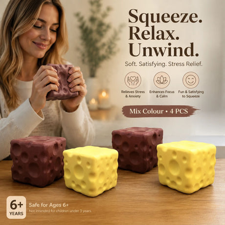 Chocolate & Yellow Cheese Stress Relief Toy 4 Pack
