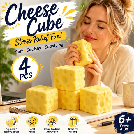 Large Yellow Cheese Stress Relief Toy 4 Pack