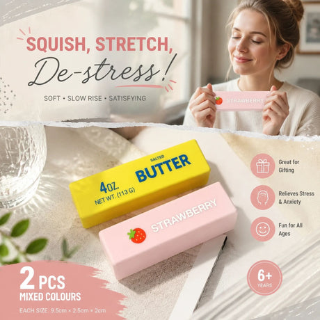 Pink Strawberry Stick + Mini Butter Stick Stress Relief Toy 2 Pack
