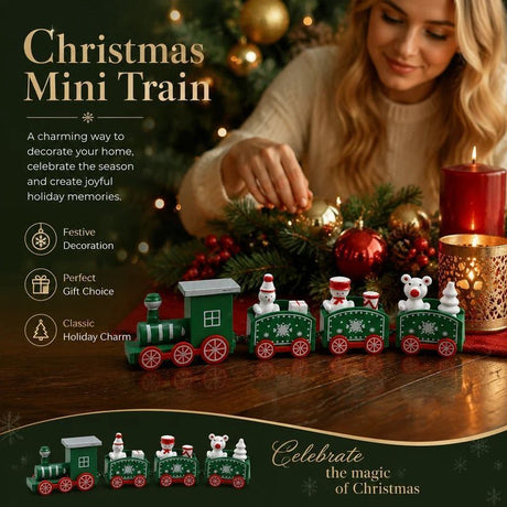 Christmas Decor Train Ornament Plastic Xmas Gift, Green Box