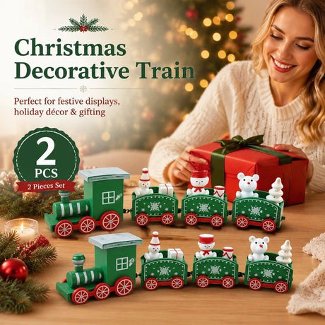 Green Box Christmas Train Ornament 2 Pack, Xmas Present