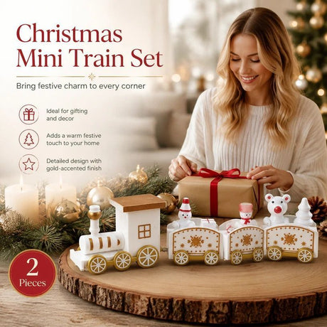 White Box Christmas Train Ornament 2 Pack, Decor Gift