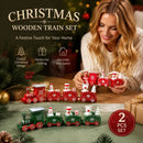 Green & Red Christmas Train Ornament 2 Pack