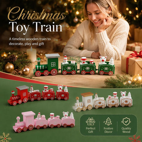 Green & Red Christmas Train Ornament 2 Pack